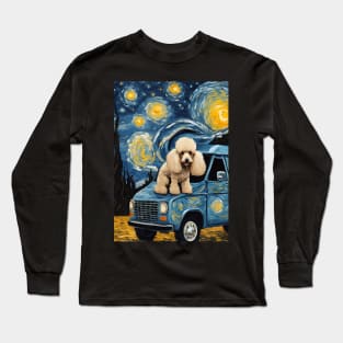 Vintage Cute Poodle Dog Breed in a Van Gogh Starry Night Art Style Long Sleeve T-Shirt